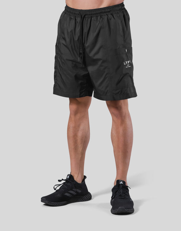 Side Pocket Nylon Shorts - Black