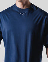 Back Emblem Cut-Off Big T-Shirt - Navy
