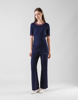 Tricolor Knit T-Shirt - Navy
