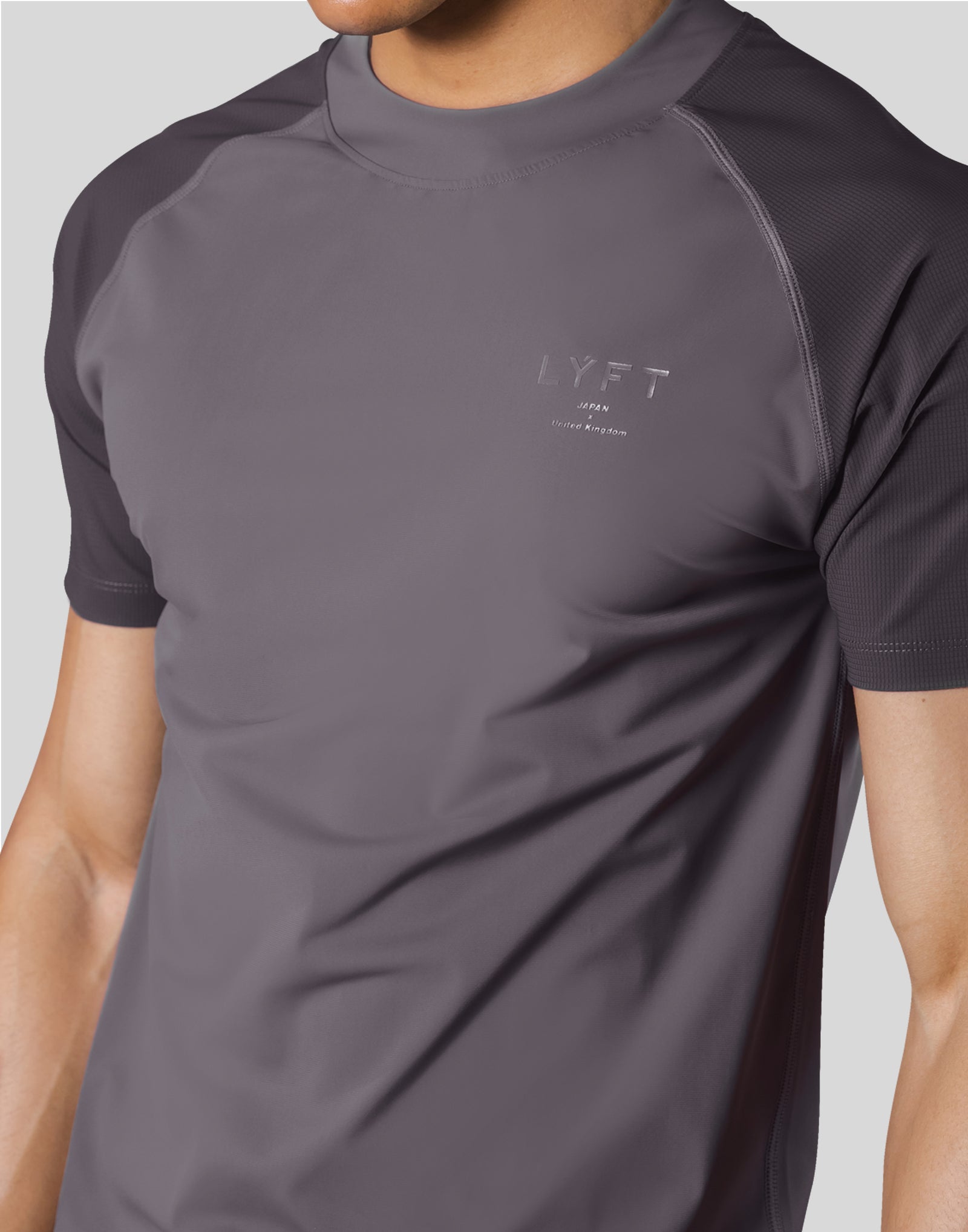 Slim Fit Mesh Sleeve T-Shirt -D.Grey – LÝFT