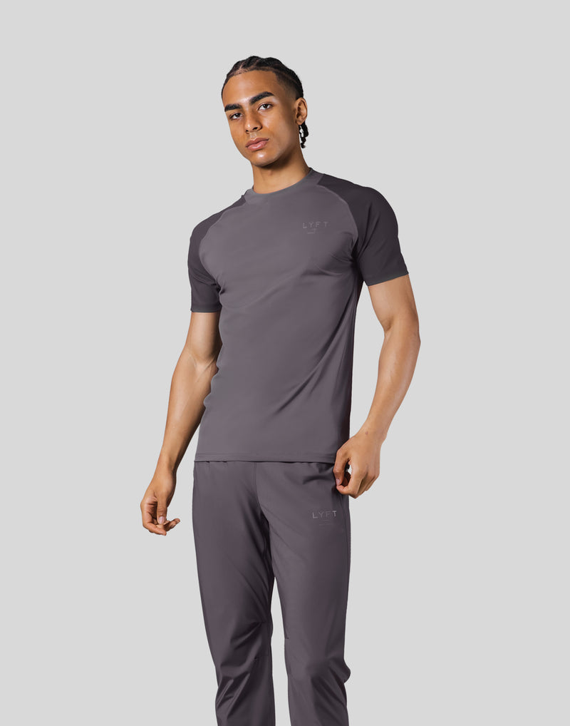 Slim Fit Mesh Sleeve T-Shirt -D.Grey