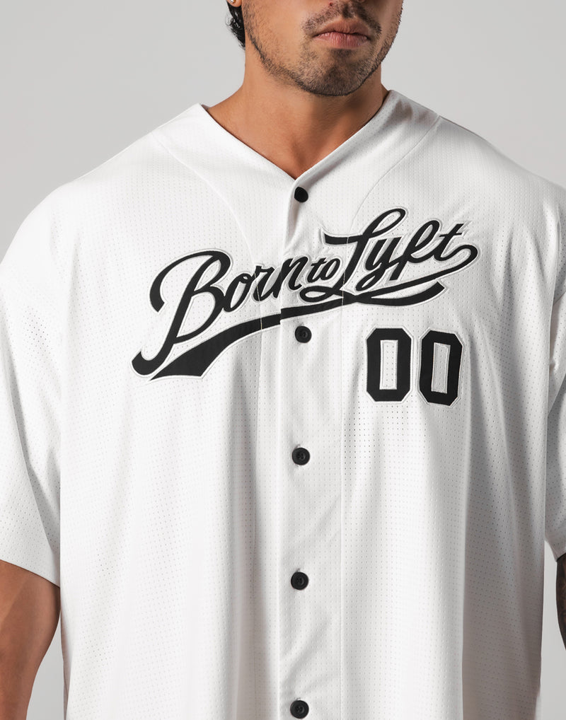 Script Logo Mesh Baseball Shirt - White – LÝFT