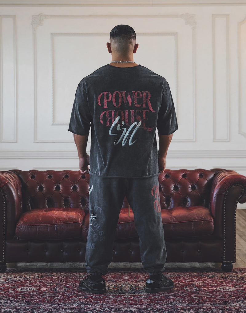 LÝFT × Power House Gym Vintage Extra Big T-Shirt - Black