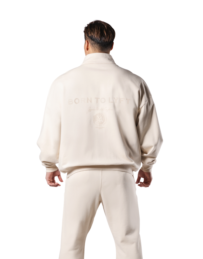 Stand Collar Zip-Up Oversize Sweat Jacket - Ivory – LÝFT Stand Collar Zip-Up Oversize Sweat Jacket - Ivory – LÝFT
