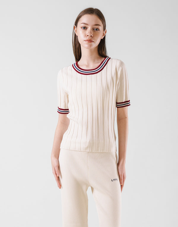 Tricolor Knit T-Shirt - Ivory