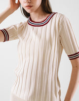 Tricolor Knit T-Shirt - Ivory
