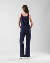 Tricolor Knit No Sleeve - Navy