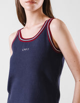 Tricolor Knit No Sleeve - Navy