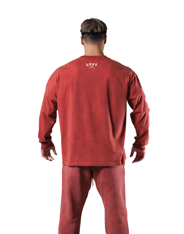 College Logo Vintage Long T-Shirt - Red
