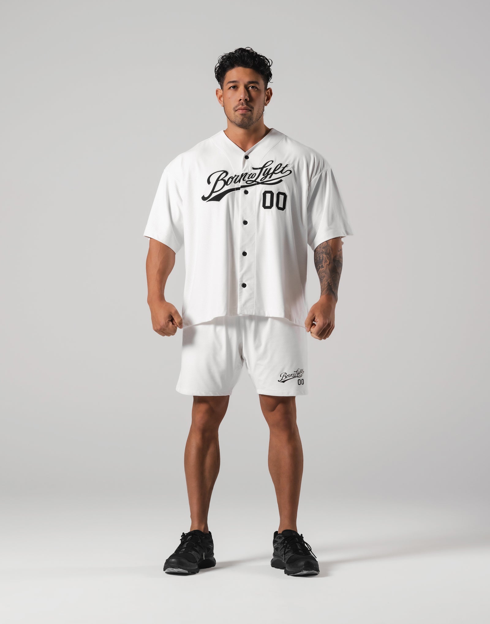 Script Logo Mesh Baseball Shirt - White – LÝFT