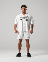 Script Logo Mesh Baseball Shirt - White
