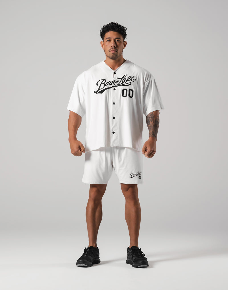 Script Logo Mesh Baseball Shirt - White – LÝFT