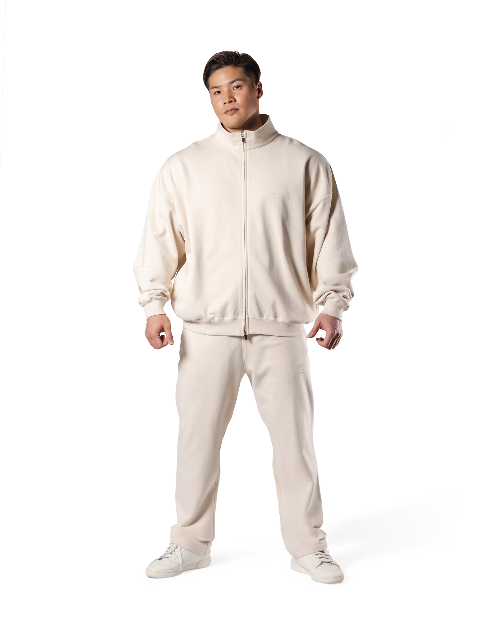 Stand Collar Zip-Up Oversize Sweat Jacket - Ivory – LÝFT Stand Collar Zip-Up Oversize Sweat Jacket - Ivory – LÝFT