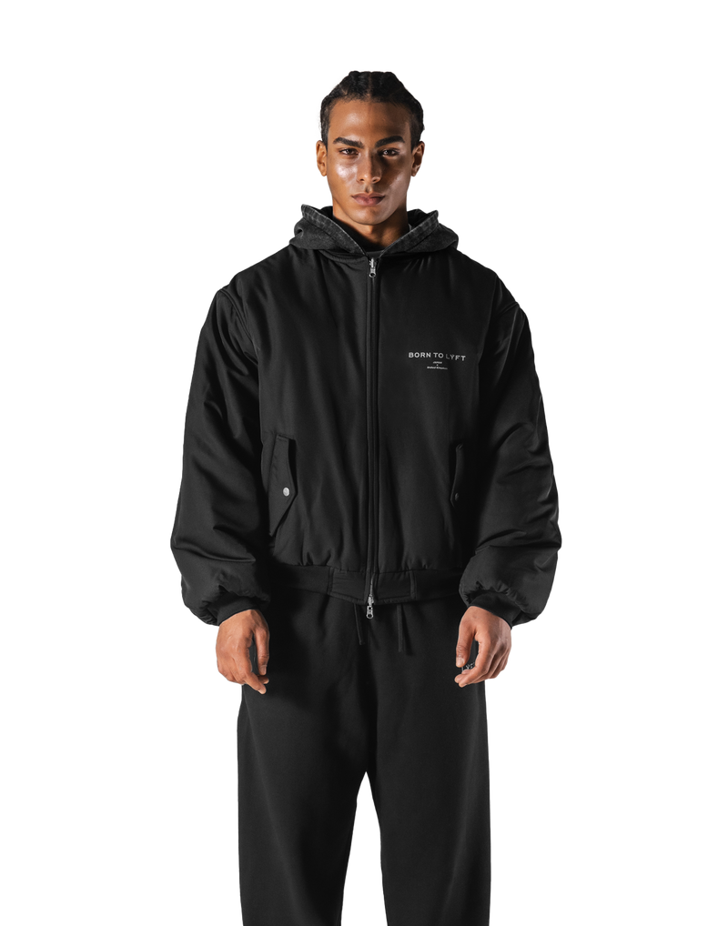 SWITCH LAYER™ Vintage Hoodie | MA-1 Puffer Jacket - Black