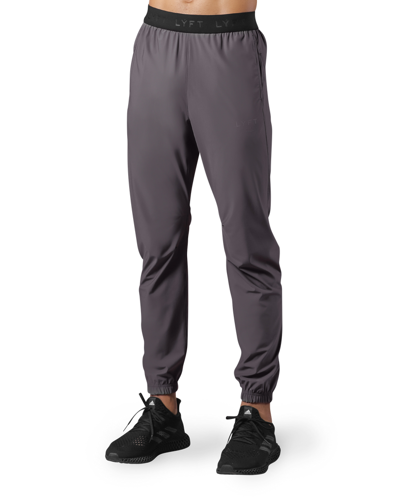 Logo Rib Stretch Slim Straight Pants - D.Grey