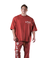 College Logo Vintage Extra Big T-Shirt - Red