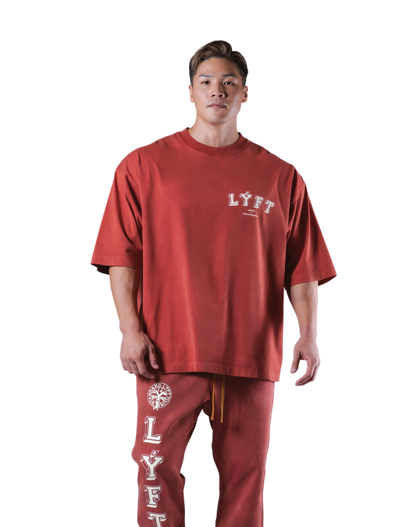 College Logo Vintage Extra Big T-Shirt - Red