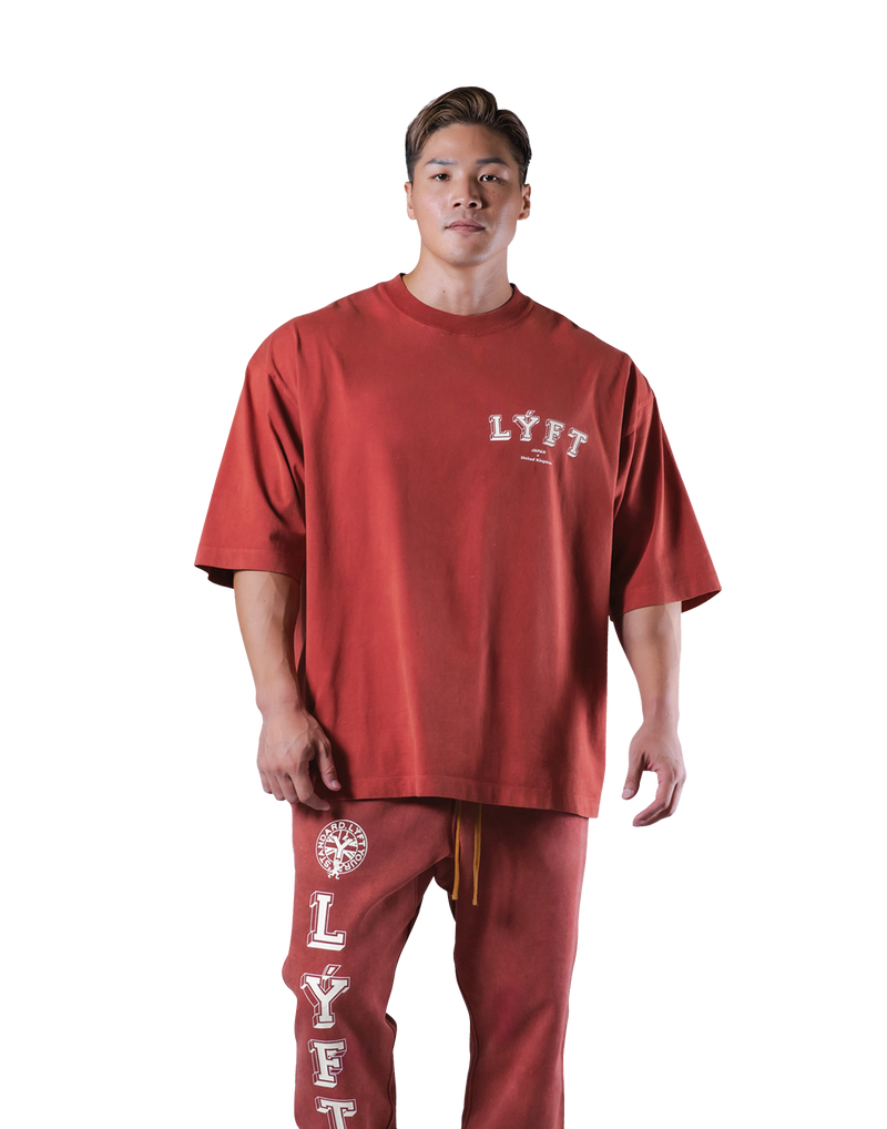 College Logo Vintage Extra Big T-Shirt - Red