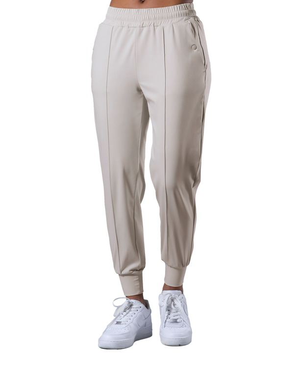 2Way Stretch Pleats Pants - Ivory