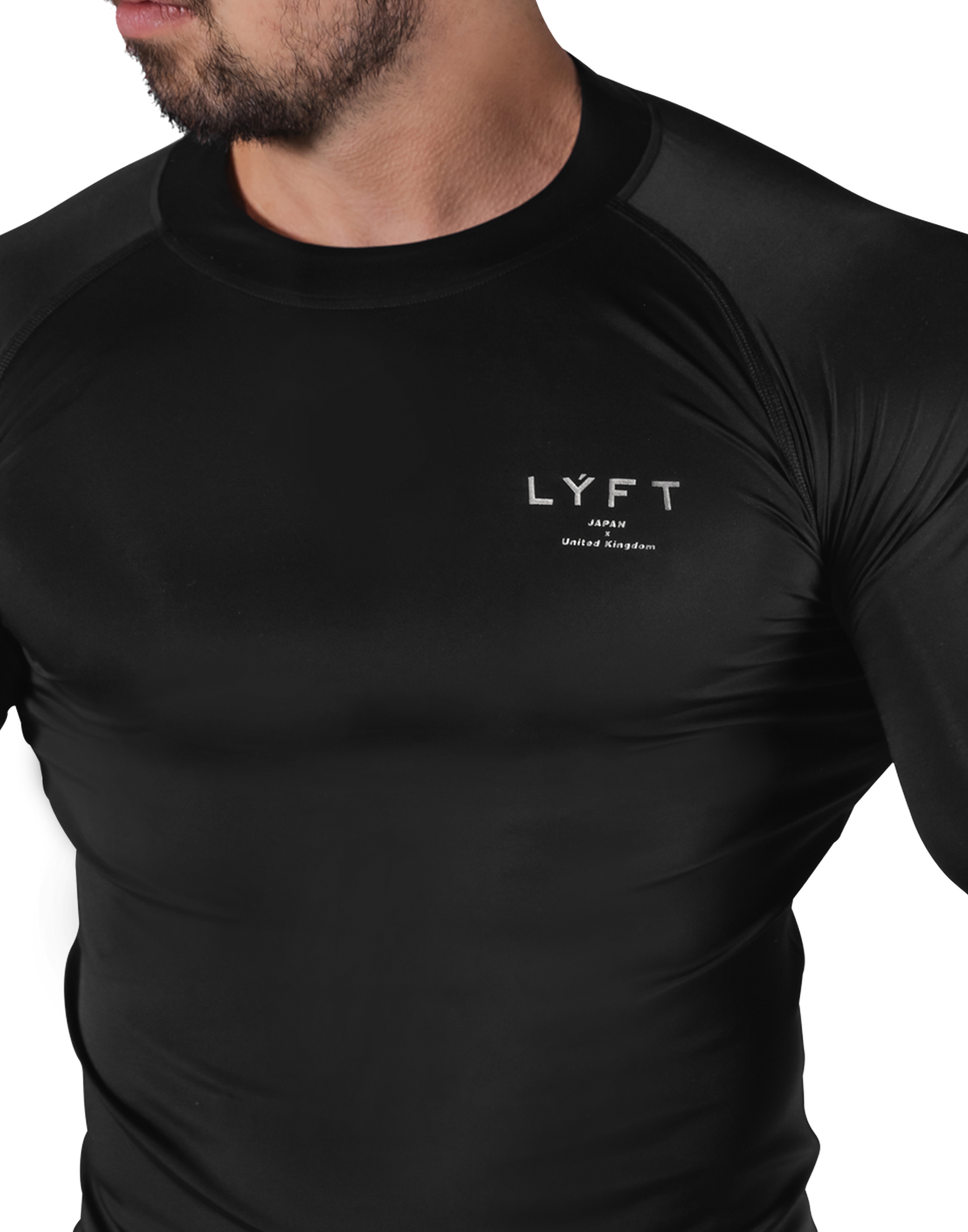 Slim Fit Stretch Long Sleeve T-Shirt - Black – LÝFT