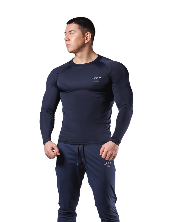 Slim Fit Stretch Long Sleeve T-Shirt - Navy