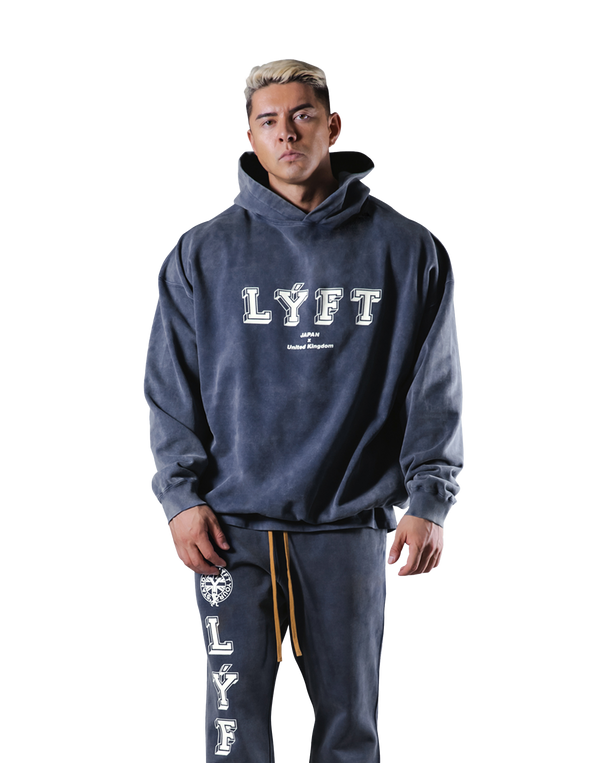 College Logo Vintage Sweat Hoodie - Navy