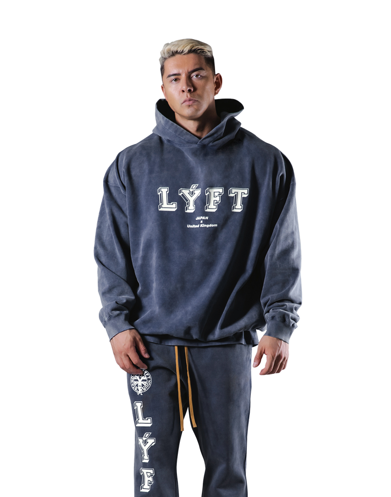 College Logo Vintage Sweat Hoodie - Navy