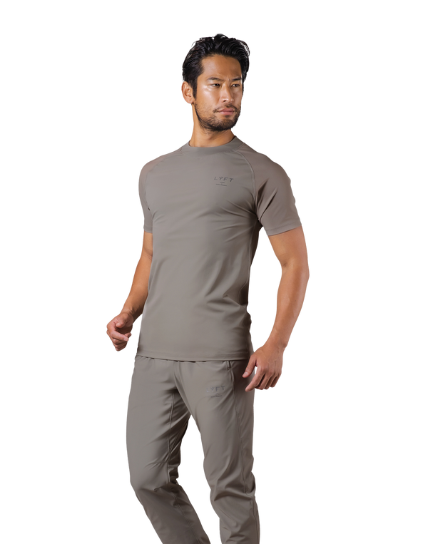 Slim Fit Mesh Sleeve T-Shirt - Beige