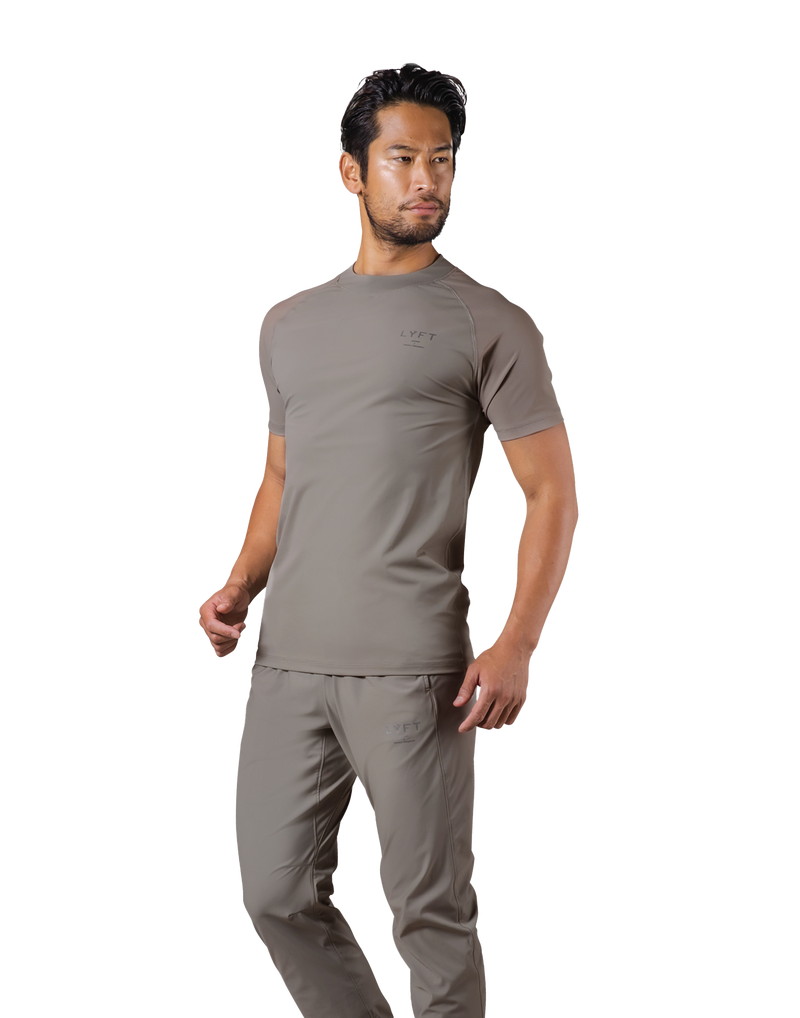 Slim Fit Mesh Sleeve T-Shirt - Beige