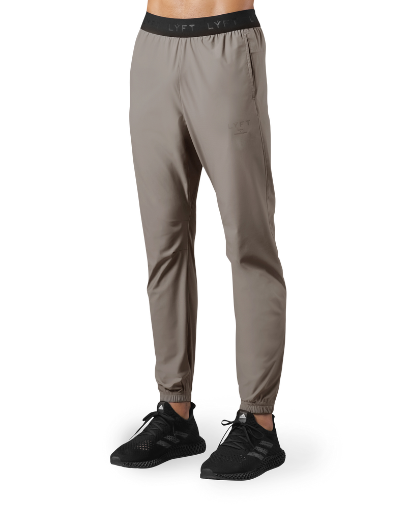 Logo Rib Stretch Slim Straight Pants - Beige