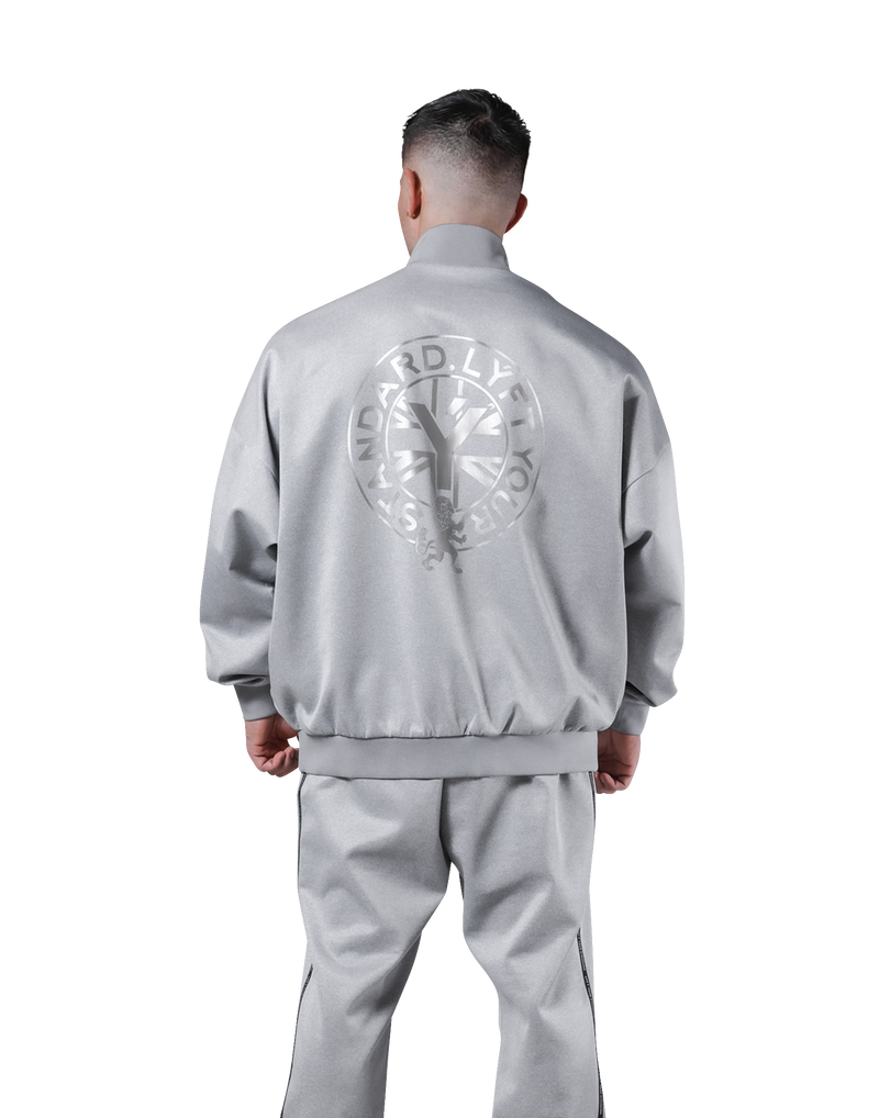 Back Emblem Oversize Track Jacket - Grey