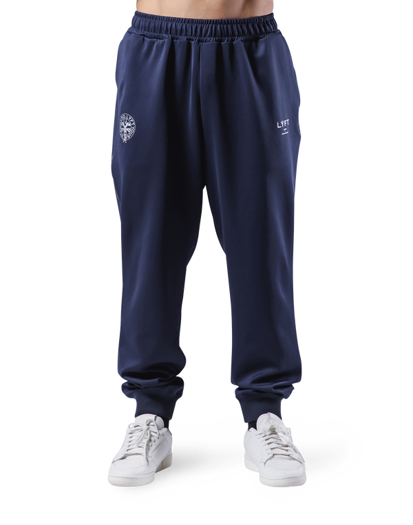 Emblem Loose Fit Jersey Pants - Navy