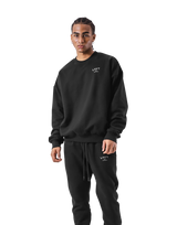 One Point Oversize Crew Neck Sweat - Black