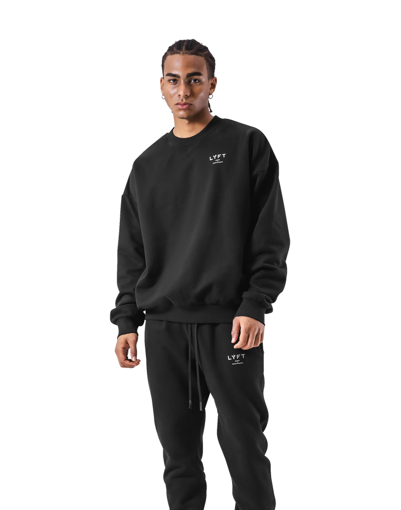 One Point Oversize Crew Neck Sweat - Black