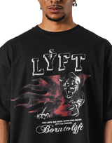 Panther Ý Graphic Vintage Big T-Shirt - Black