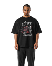 Panther Ý Graphic Vintage Big T-Shirt - Black