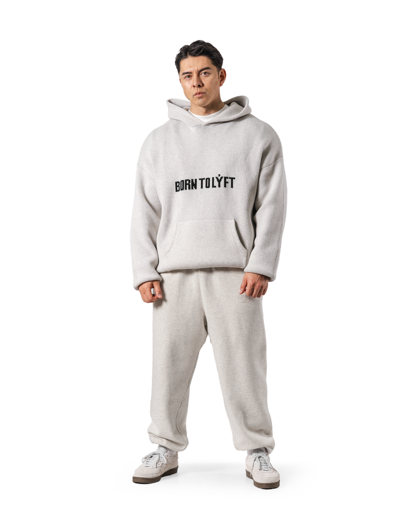 トップス LYFT BTL DOUBLE JACQUARD KNIT HOODIE BTL Double Jacquard Knit Hoodie - Black – LÝFT