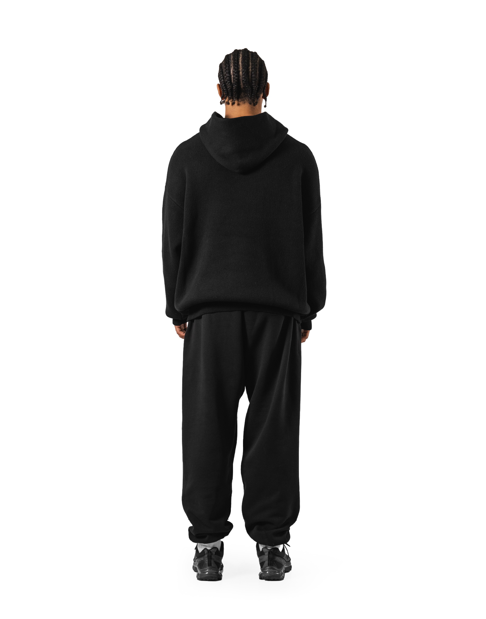 トップス LYFT BTL DOUBLE JACQUARD KNIT HOODIE BTL Double Jacquard Knit Hoodie - Black – LÝFT