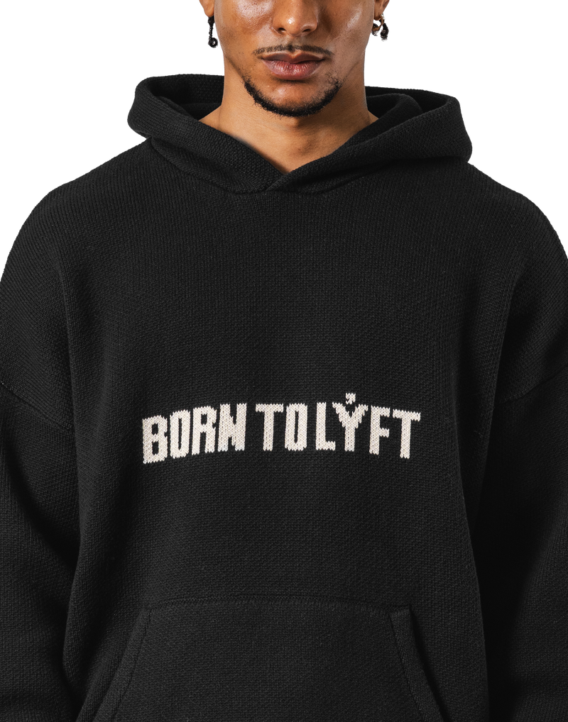 トップス LYFT BTL DOUBLE JACQUARD KNIT HOODIE BTL Double Jacquard Knit Hoodie - Ivory – LÝFT