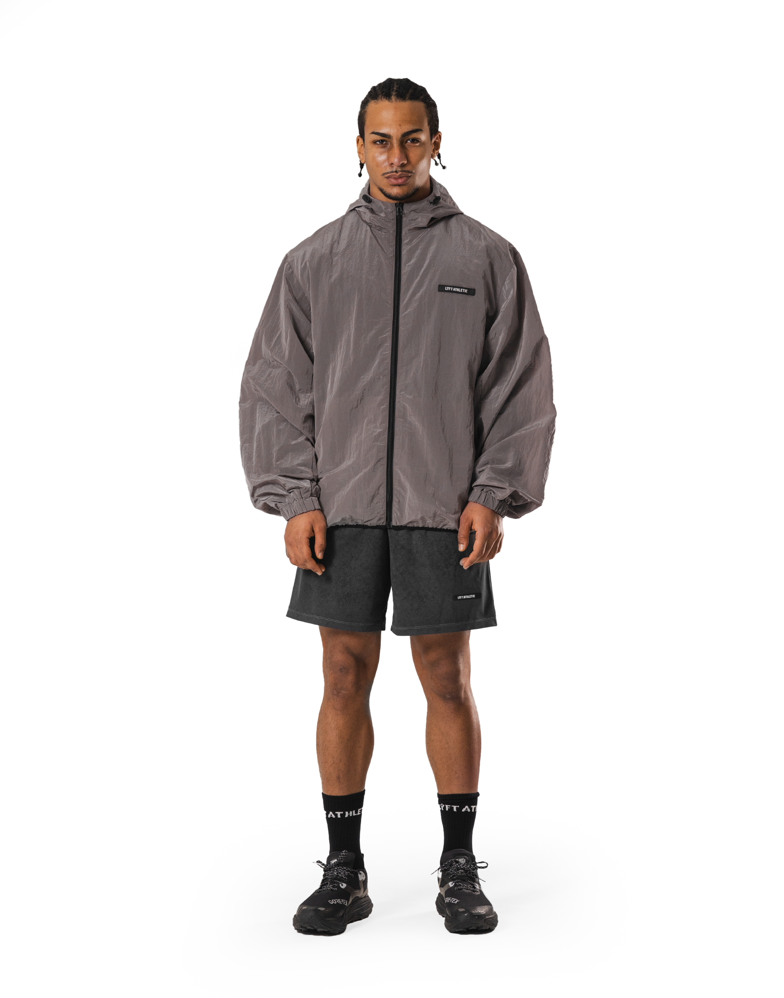 Stretch Nylon Wappen Hoodie Jacket - D.Grey – LÝFT