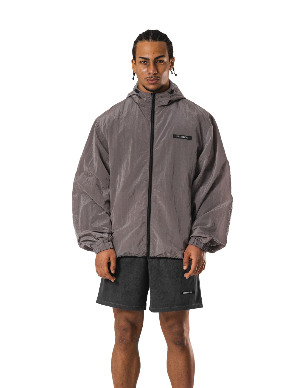 Stretch Nylon Wappen Hoodie Jacket - D.Grey – LÝFT