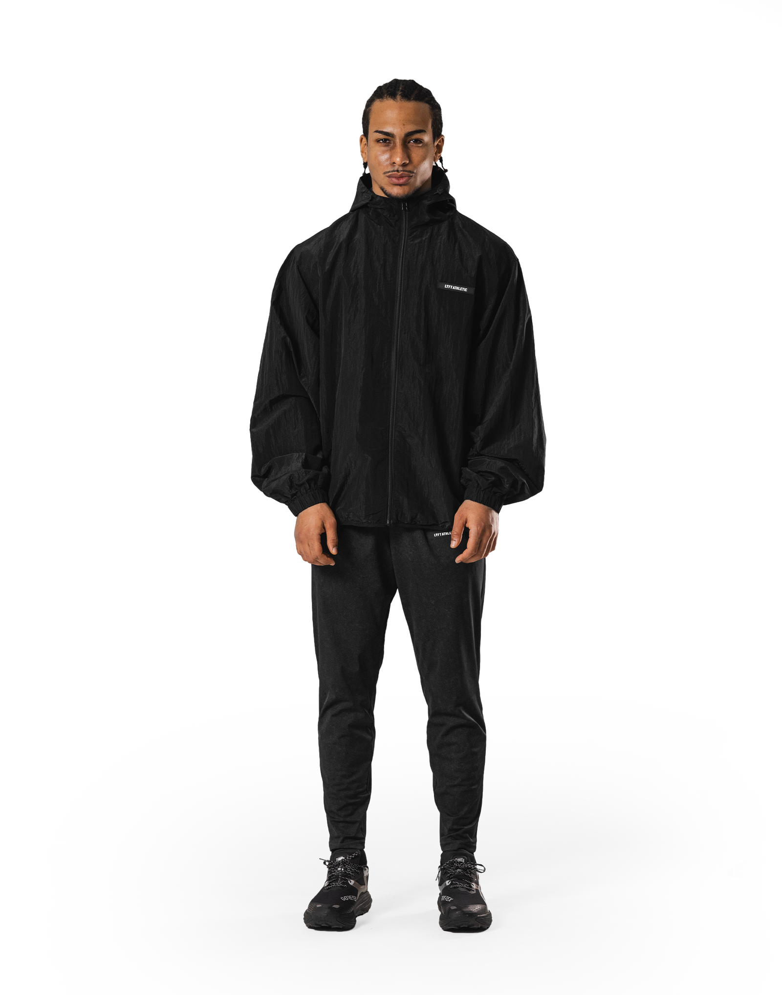 Stretch Nylon Wappen Hoodie Jacket - Black – LÝFT