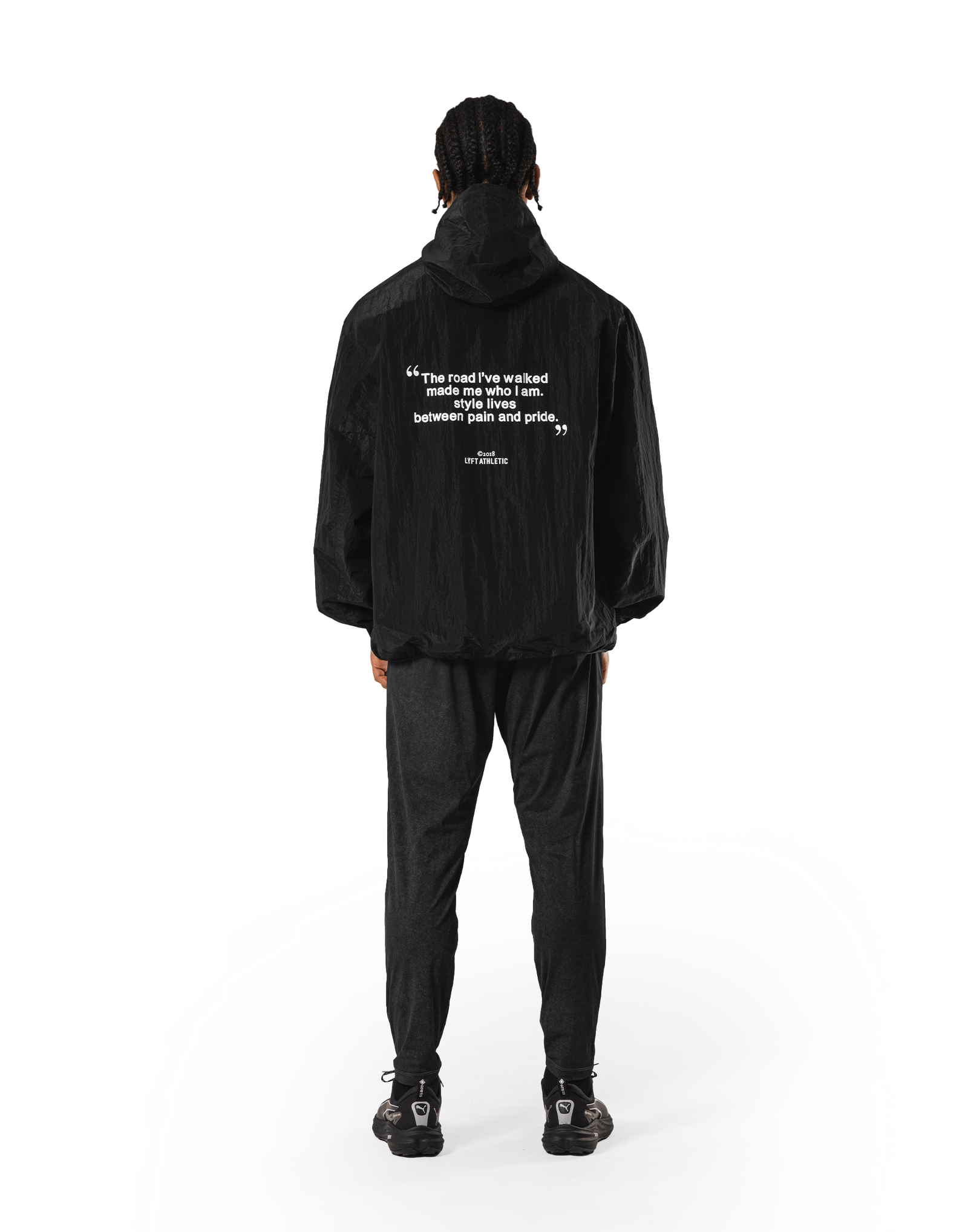 Stretch Nylon Wappen Hoodie Jacket - Black – LÝFT