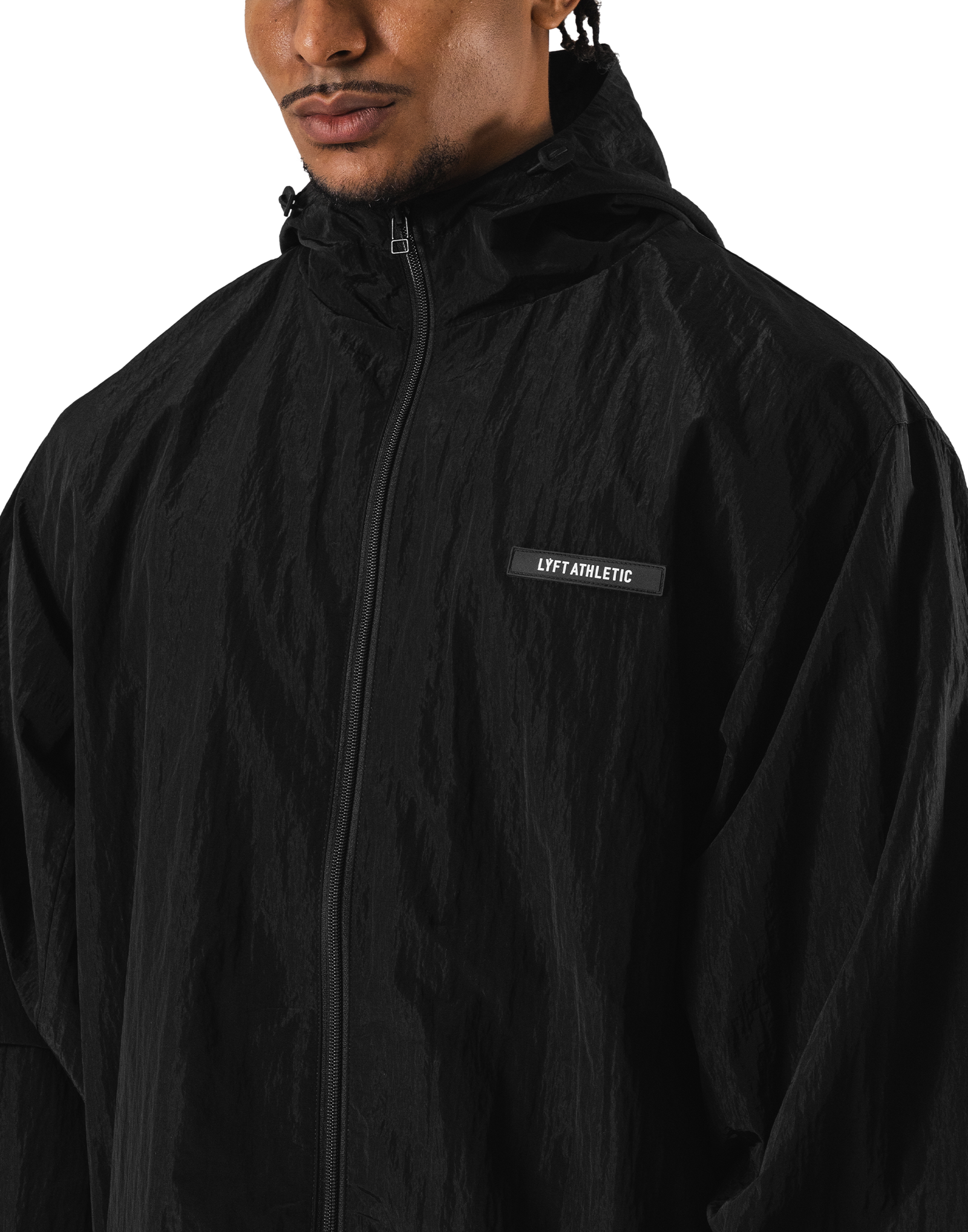 Stretch Nylon Wappen Hoodie Jacket - Black – LÝFT