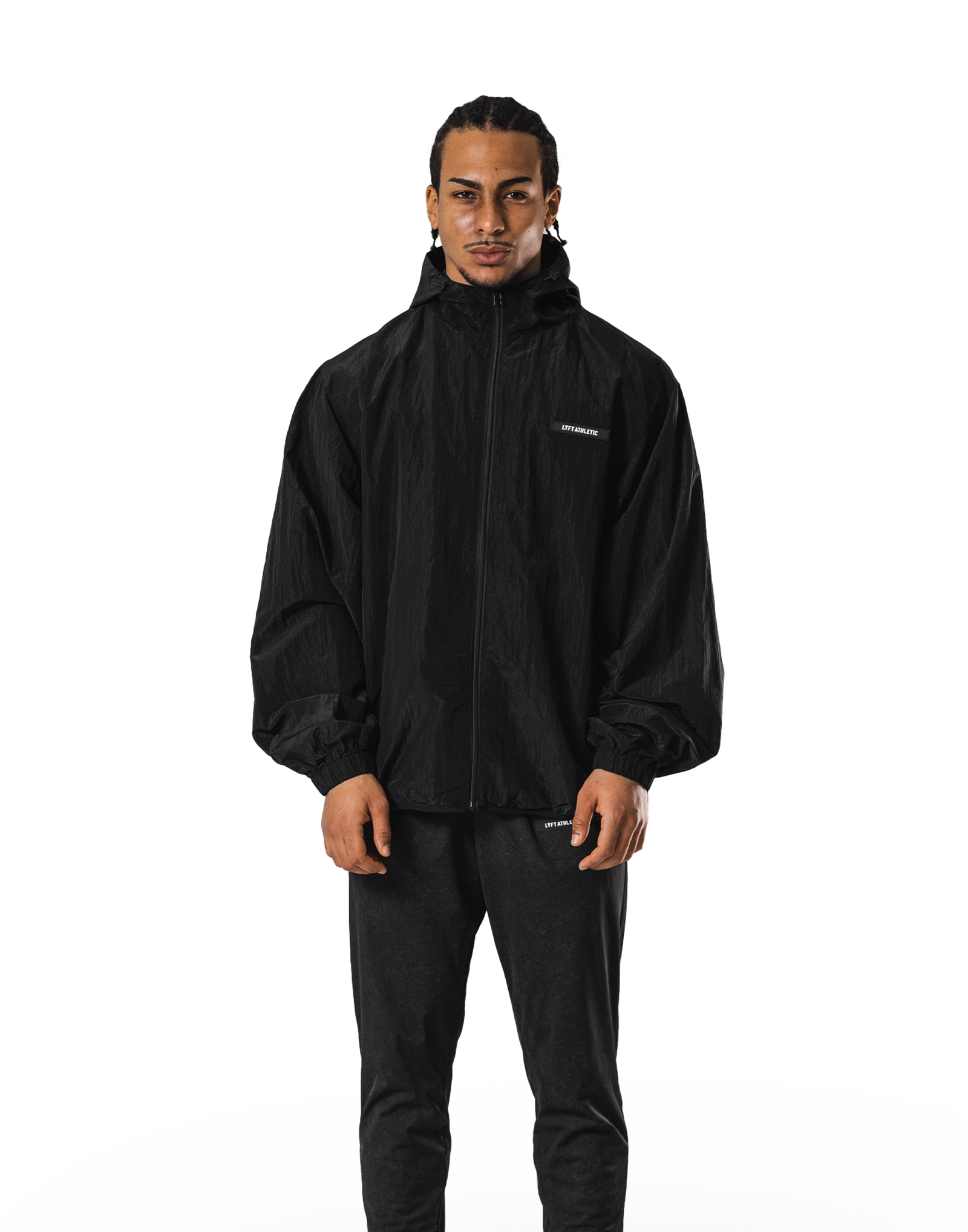 Stretch Nylon Wappen Hoodie Jacket - Black – LÝFT Stretch Nylon Wappen Hoodie Jacket - Black – LÝFT