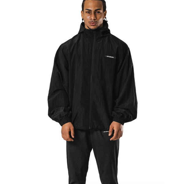 Stretch Nylon Wappen Hoodie Jacket - Black – LÝFT