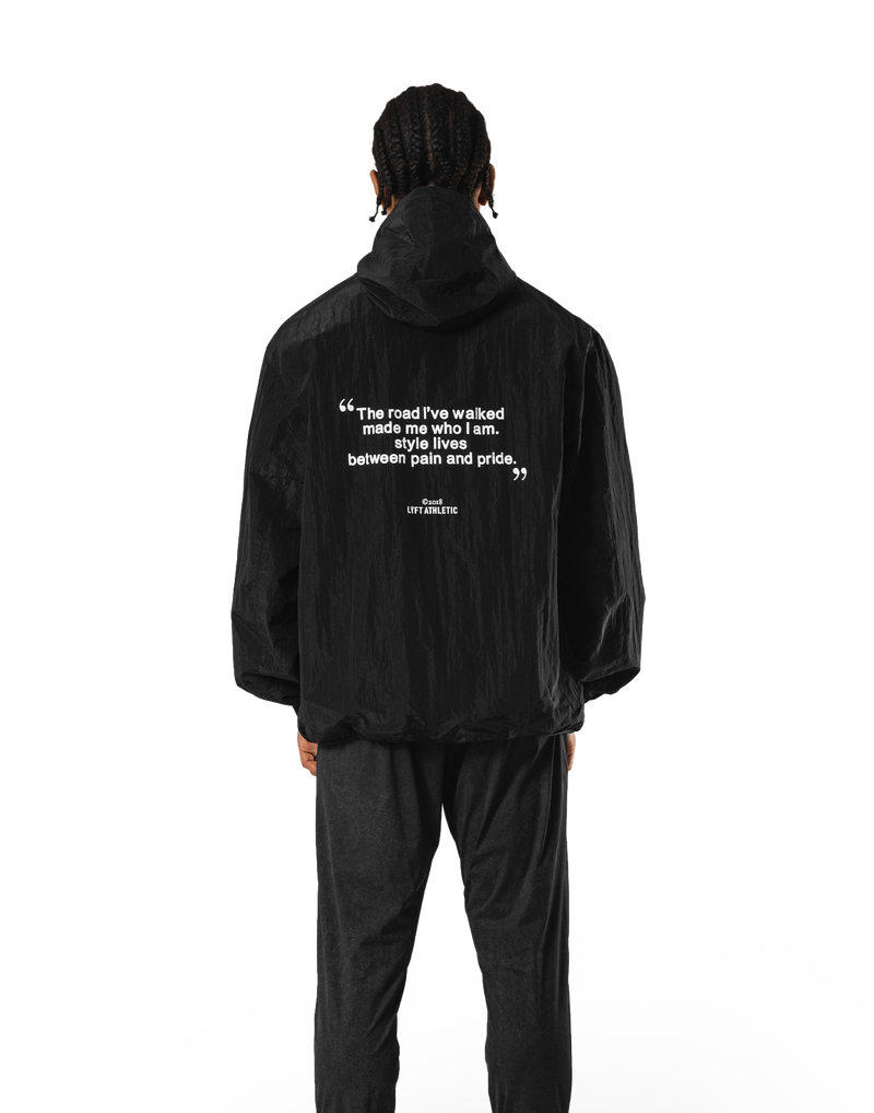 Stretch Nylon Wappen Hoodie Jacket - Black – LÝFT