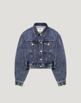 Back Gather Denim Jacket - Blue