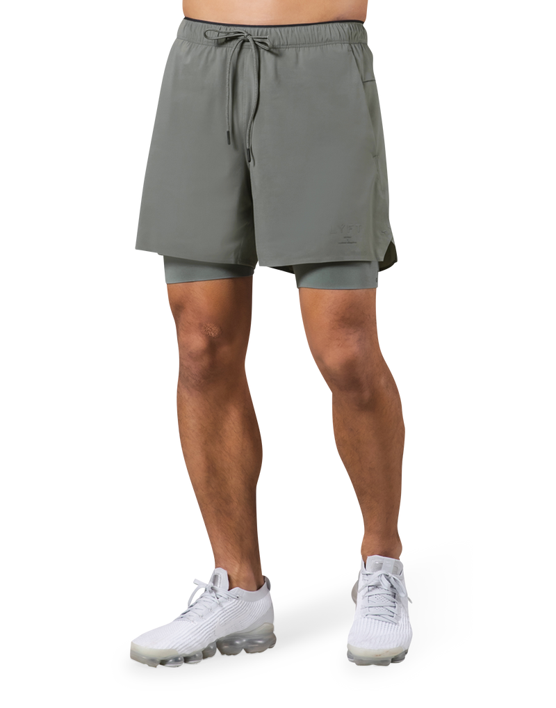 2Way Active Shorts With Leggings - Olive