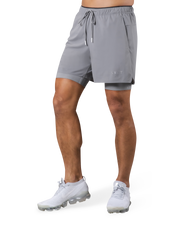 2Way Active Shorts With Leggings -Grey